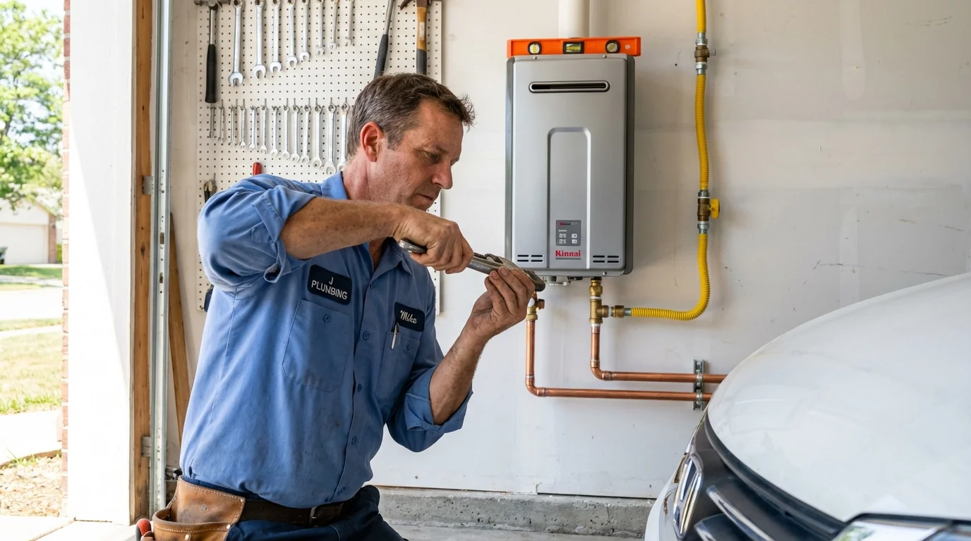 Tankless water heater installation by a Johns Plumbing LLC plumber in Lawrence
